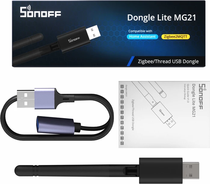 Gateway ZigBee/Thread USB Sonoff Dongle-LMG21 EFR32MG21, antenë e rregullueshme, 0.5 m kabllo zgjatues, gri e errët