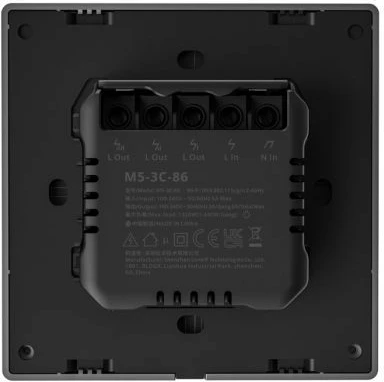 Switch muri smart Wi‑Fi SONOFF M5-3C-86, 3-kanal (triple), EU 86, gri e errët