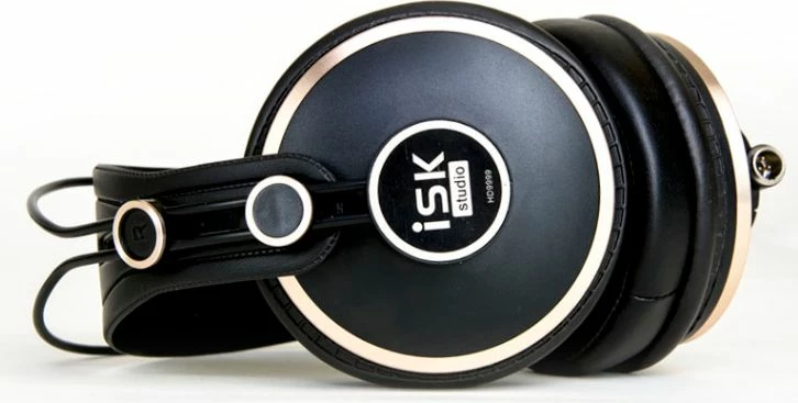 Kufje ISK HD-9999 50mm, 32Ω, 3.5mm/6.3mm, kabllo e shkëputshme, set me 2 kabllo + adapter + kuti + jastëkë shtesë, e zezë me të artë