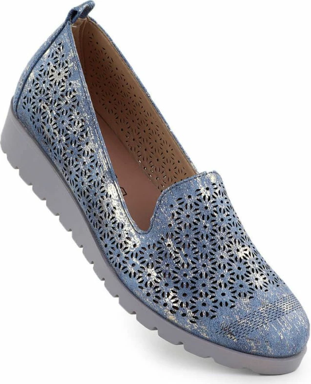 Këpucë me taka M.Daszyński femra, blu dhe të arta