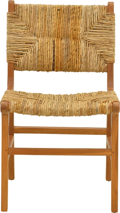 Karrige Refane, skelet prej druri teak, sedilje dhe shpinore prej kashte, ngjyrë natyrale, 50x58x85cm