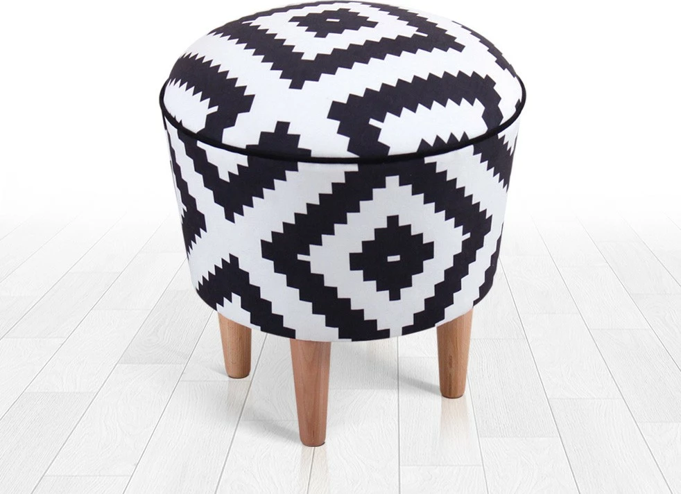 Puf Atelier del Sofa, Luiz, ngjyrë e zezë dhe e bardhë