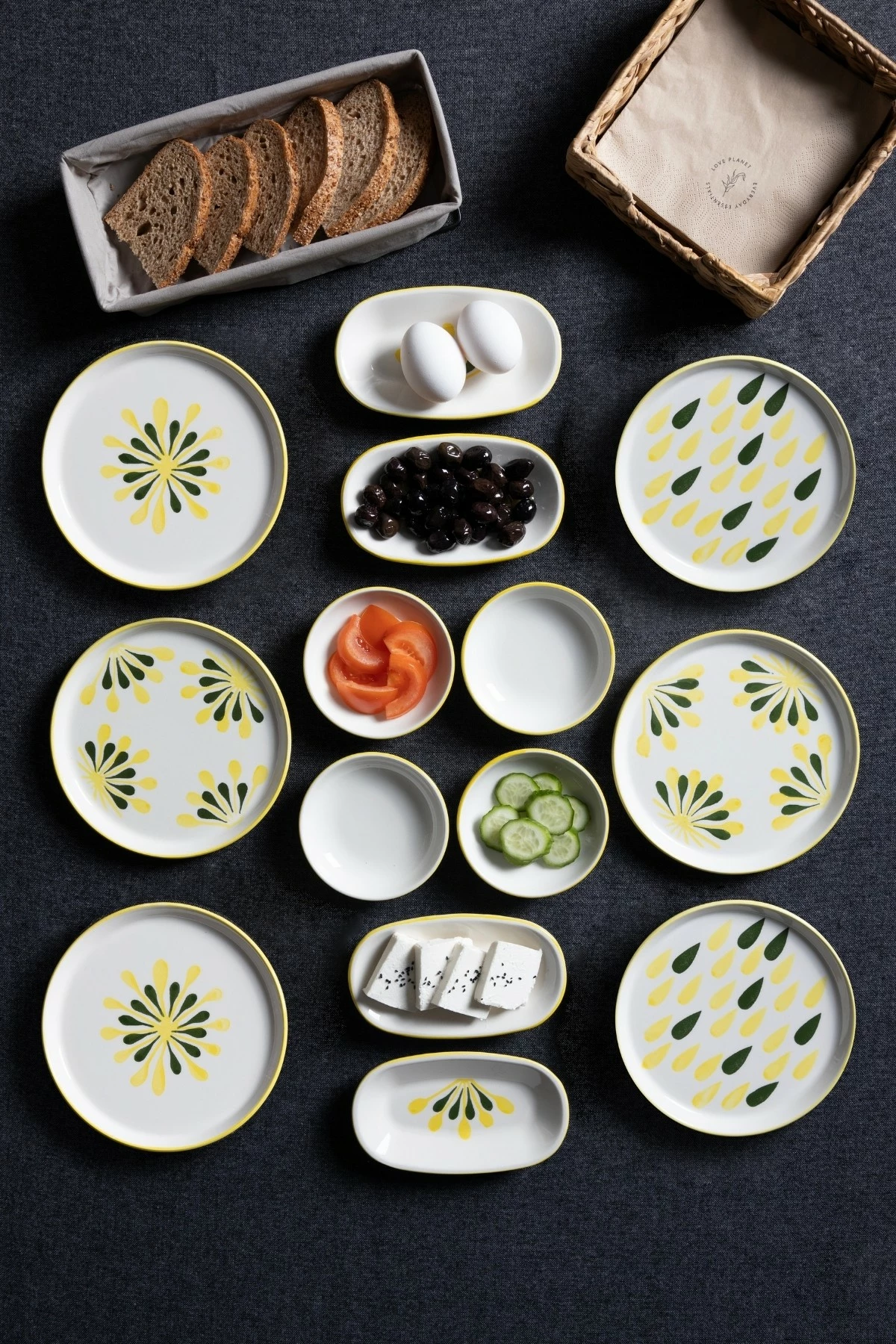 Set mëngjesi 14 pjesësh, Hermia Concept, ngjyrë e gjelbër, YSLNKT-14