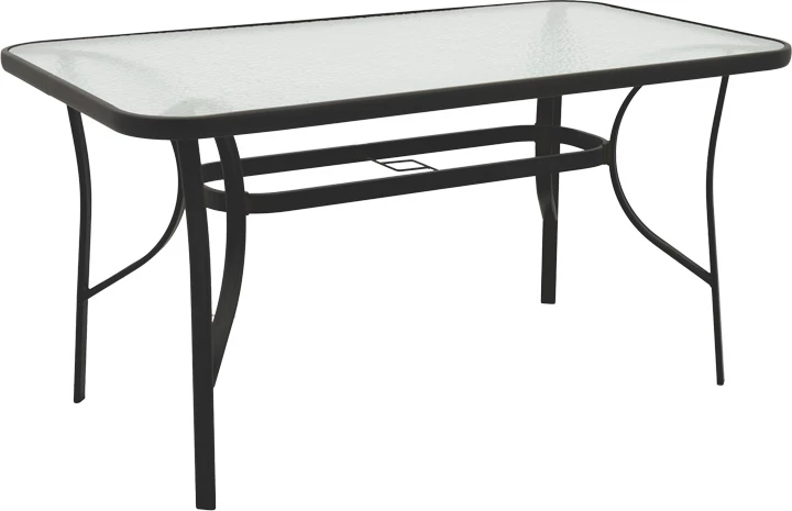 Tavolinë me karrige Sussie-Ensure, 5 copë, metal-xham, ngjyrë e zezë, 140x80x70cm