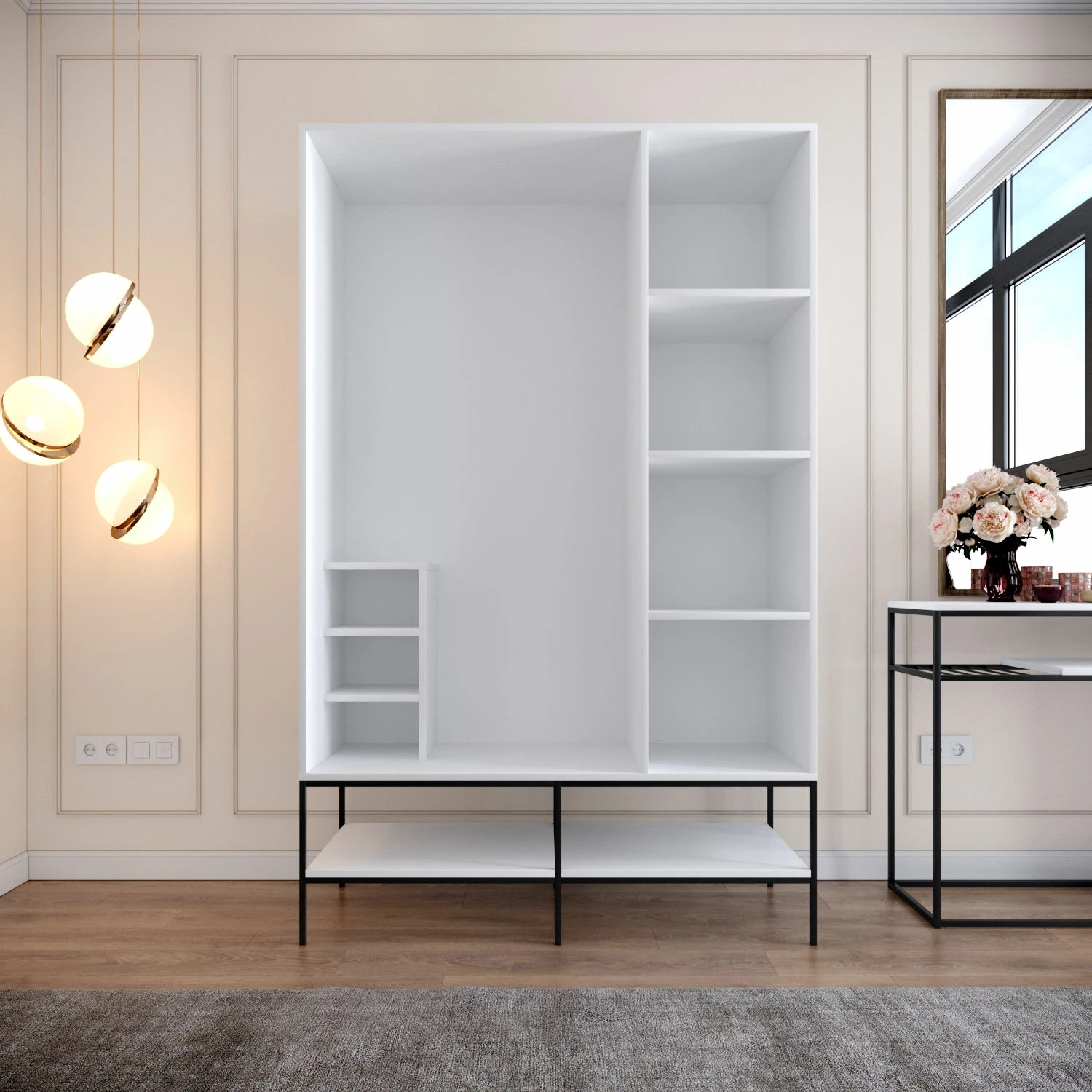 Dollap Hanah Home Martin 3, i bardhë, i zi, detaje të arta