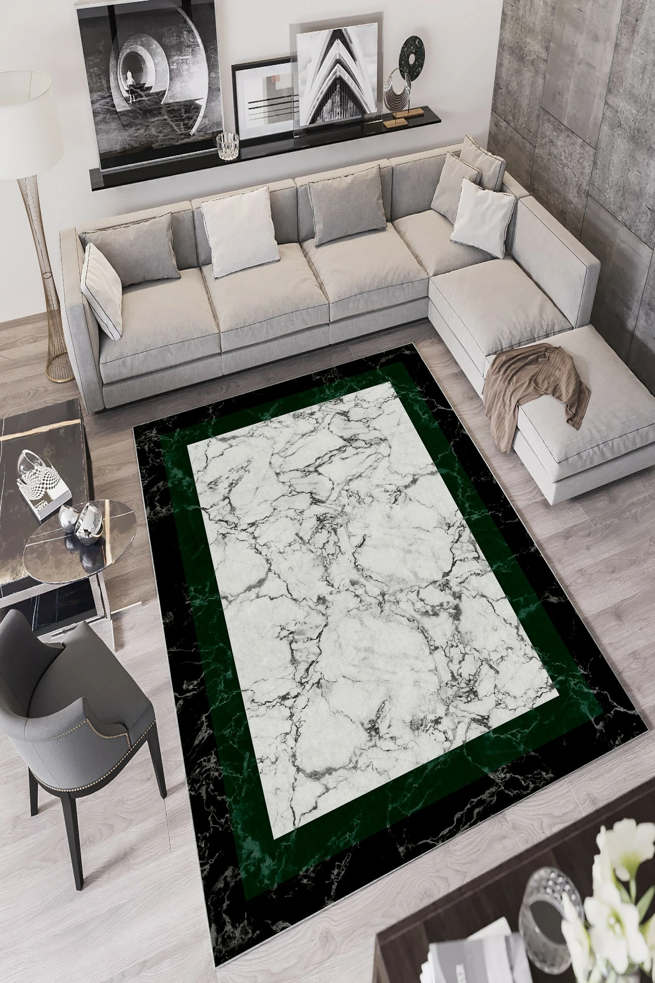 Qilim (80 x 120) Conceptum Hypnose, W848 - i zi, i gjelbër