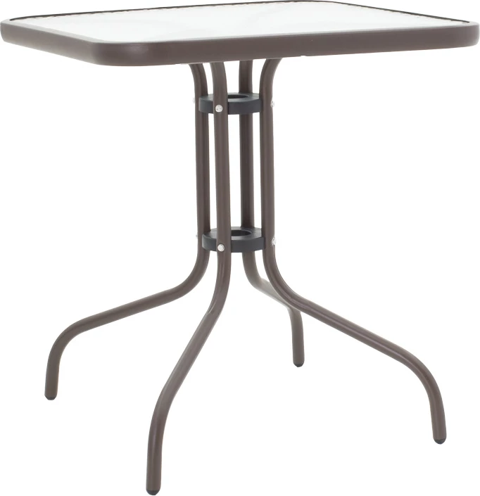 Tavolinë me karrige Watson-Sussie metal ngjyrë kafe-xham 70x70x70cm