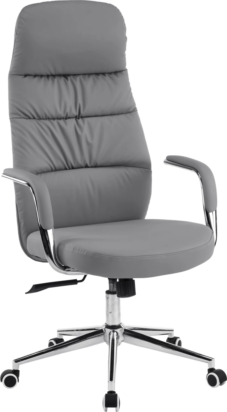 Karrige zyre TEETER, lëkurë sintetike gri, bazë kromi, 67x66x121cm