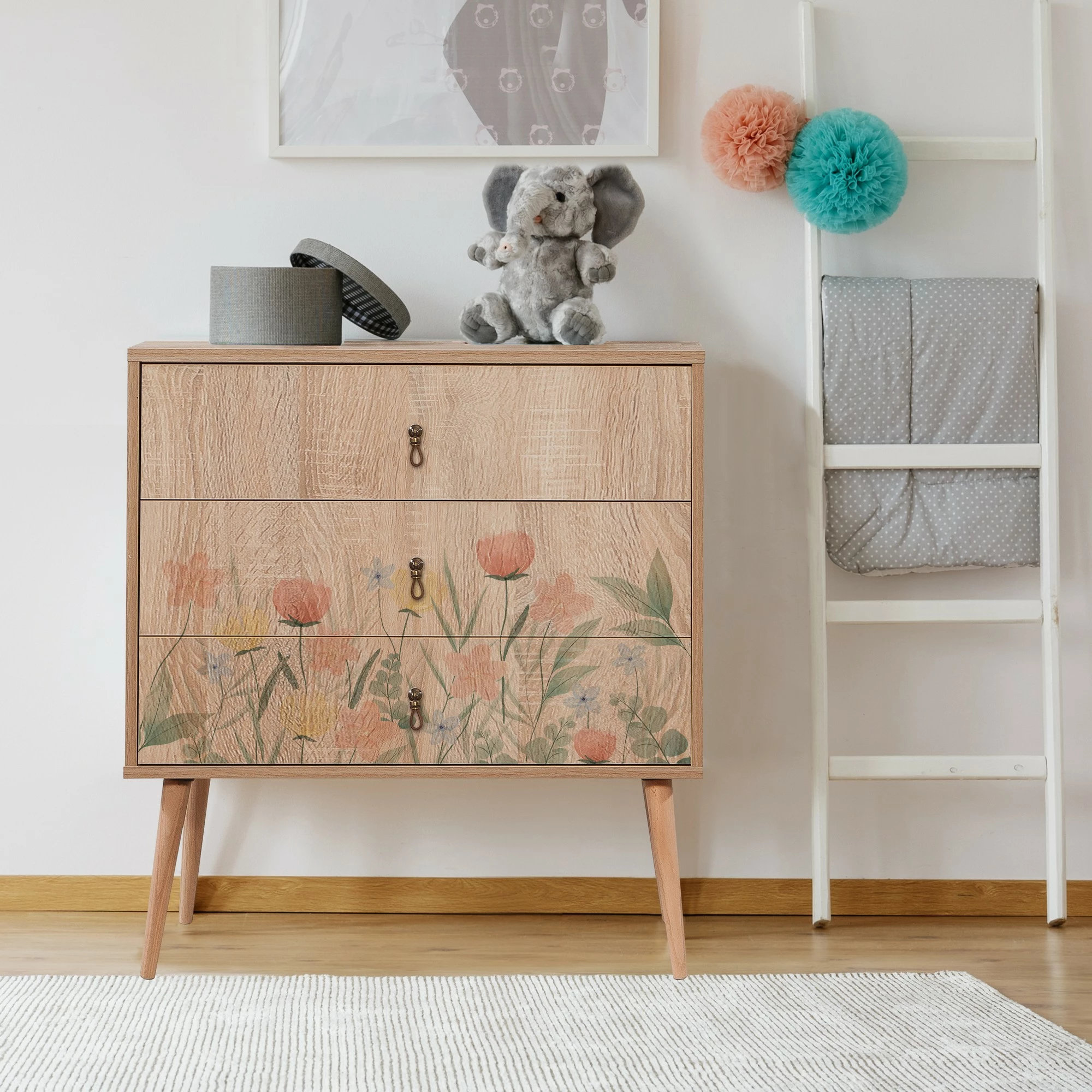 Komodinë Hanah Home, City Trio Tulip, ngjyrë lisi sonoma