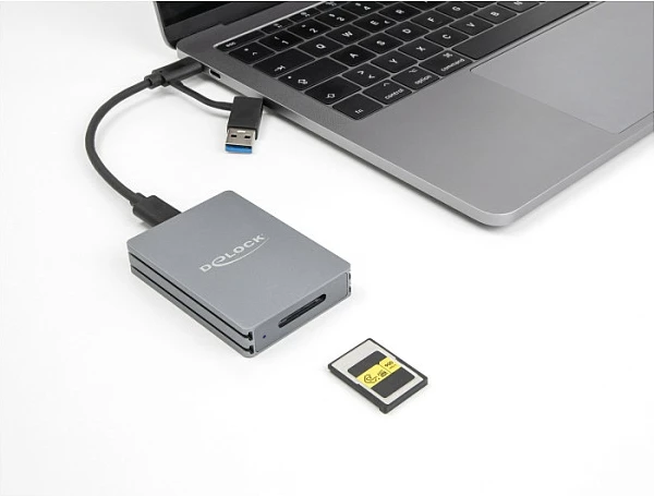 Lexues kartelash DeLOCK USB-C për CFexpress Type A, USB 3.2 Gen 2, 10Gbps, gri