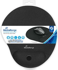 Mauspad MediaRange MROS250, ergonomik me mbështetje xhel për kyçin e dorës, 225x245 mm, i zi