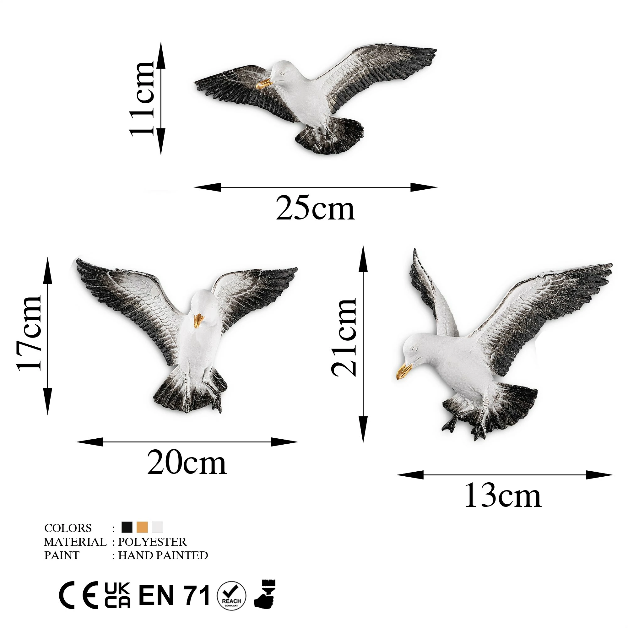 Objekt dekorativ Aberto Design, BIRDS 2, shumëngjyrësh, set 3 copë