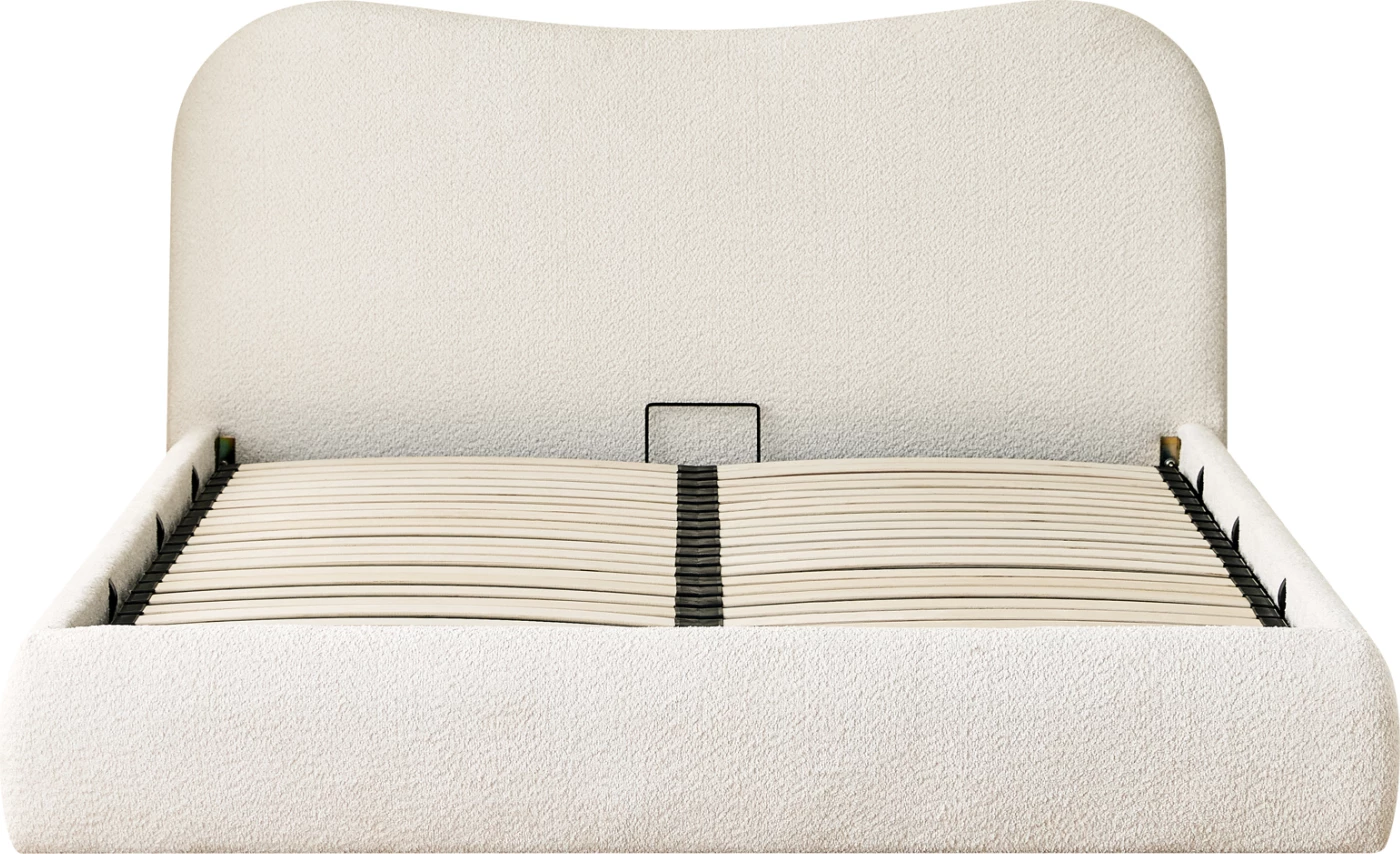 Krevat dopio ROYA, stof i bezhë, me hapësirë për depo, 160x200cm