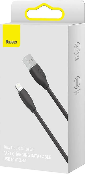 Kabllo Baseus Jelly USB në Lightning, 1.2m, 2.4A, e zezë