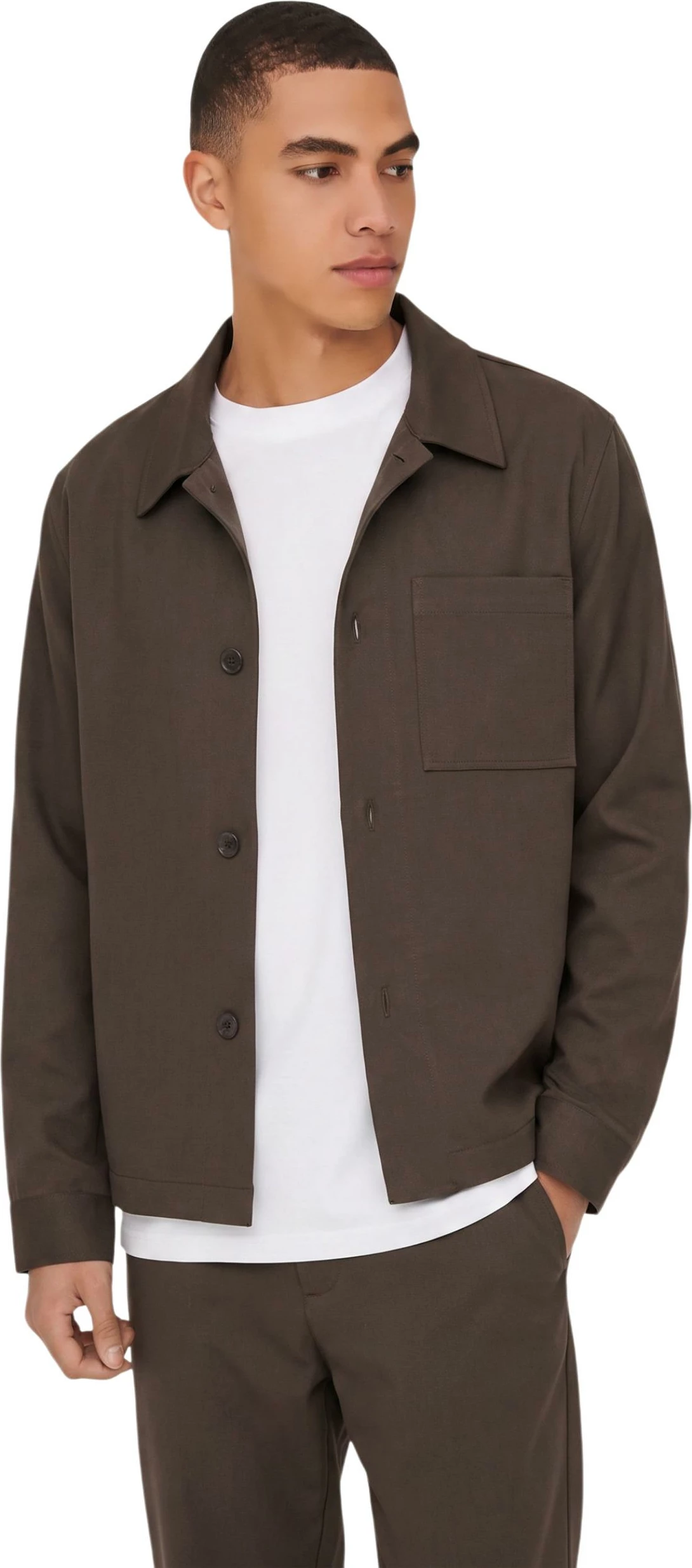 Këmishë overshirt për meshkuj Only & Sons Onsmiro Reg 0346, kafe [Madhësia: S]