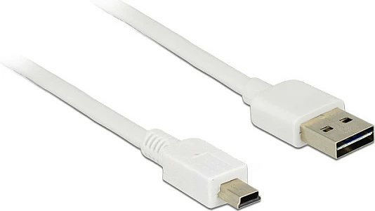 Kabllo USB DeLOCK USB 2.0 A në Mini‑B, 1 m, EASY‑USB, 480 Mbps, e bardhë