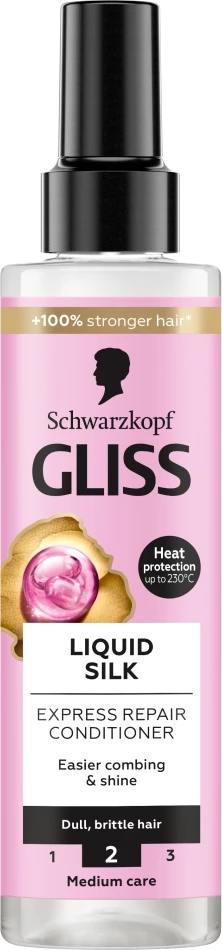 Kondicioner pa shpëlarje për femra Gliss Liquid Silk Express, 200ml