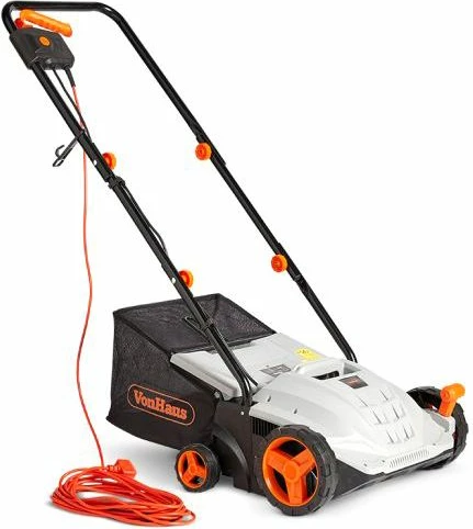 Skarifikues/Aerator elektrik për bar VONHAUS 2515109 1500W 320mm qese 28L, bardhë/zi/portokalli