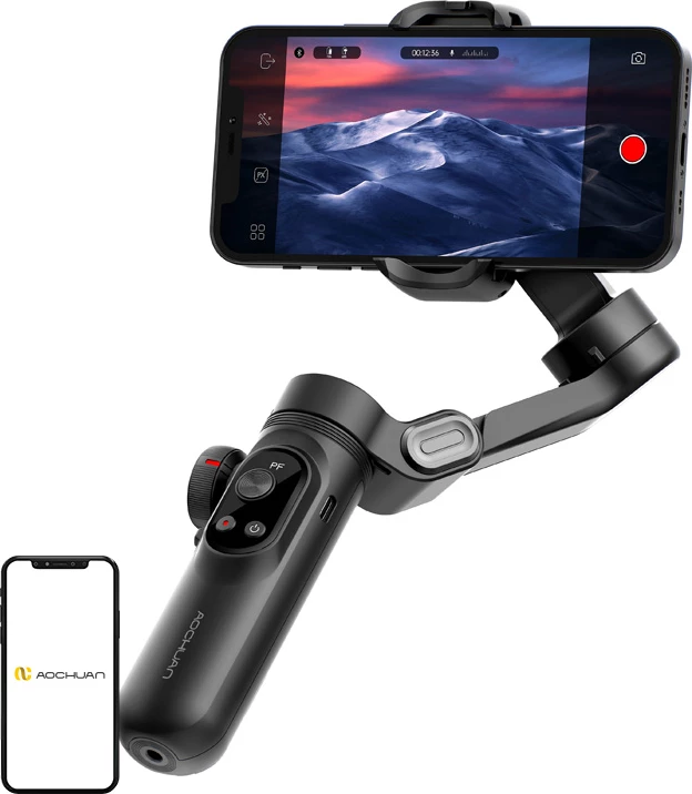 Gimbal AOCHUAN Smart X Pro Standard 3-aksor, bateri 3200 mAh, OLED, karikim wireless, set me tripod, i zi