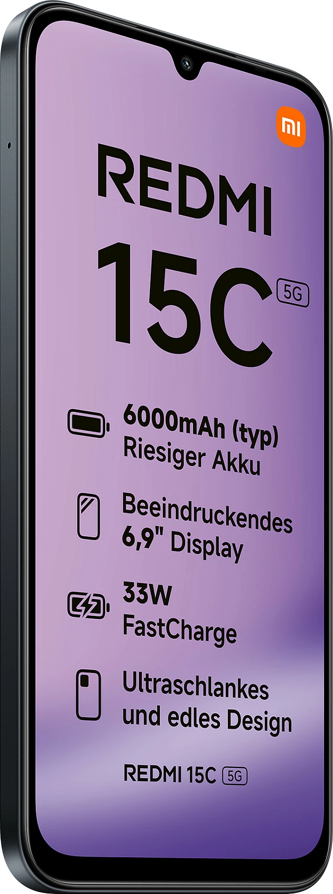 Celular Xiaomi Redmi 15C 5G, 4GB RAM, 128GB, 6.9" 120Hz, 50MP, Midnight Black