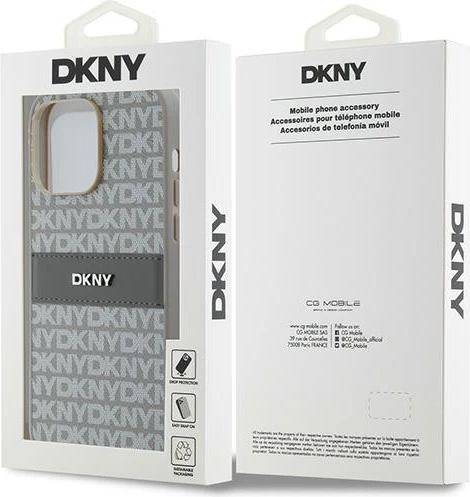 Mbështjellës DKNY Mono Stripe & Metal Logo për iPhone 14 Pro Max, Bezhe