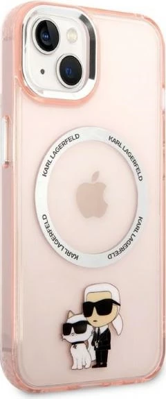 Mbështjellës Karl Lagerfeld KLHMP14SHNKCIP për iPhone 14 6.1", MagSafe, Rozë
