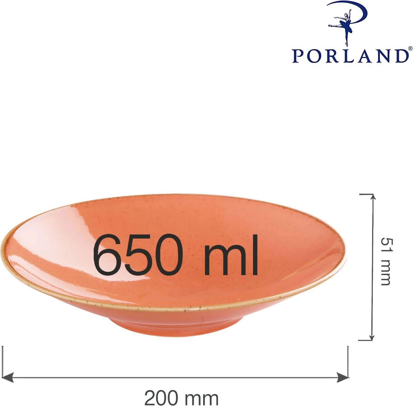 Pjatë e thellë Porland Seasons Amber Ø200mm 650ml H51mm, portokalli, set 6 copë