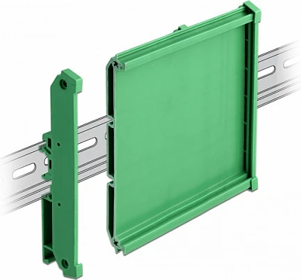Mbajtës pllakash qarku DeLOCK 107 mm për DIN Rail, 10 cm, plastikë, i gjelbër