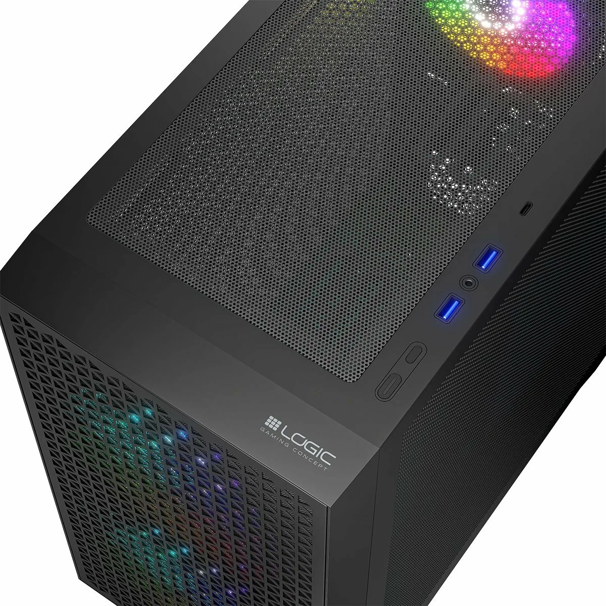 Kasë Logic Concept Dart Pro Mini ARGB AM-DART-PRO-ARGB-10, Mini Tower, Micro-ATX, pa furnizues rryme, 3x120mm ARGB fan, e zezë