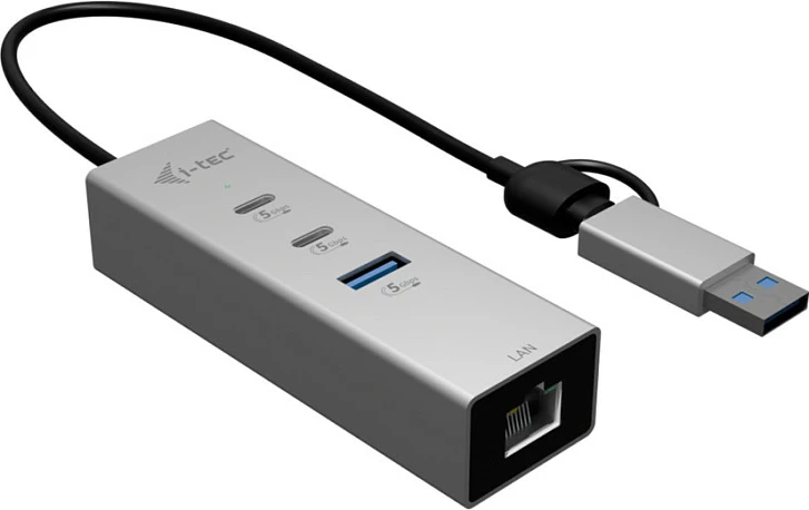 Hub USB I-TEC Metal HUB, 2x USB-C Gen1, 1x USB-A Gen1, LAN 2.5Gb, argjend