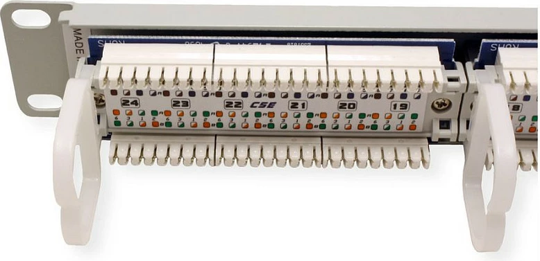 Patch panel ROLINE Cat.5e 19", 24 porta, 1U, UTP, gri e çelët