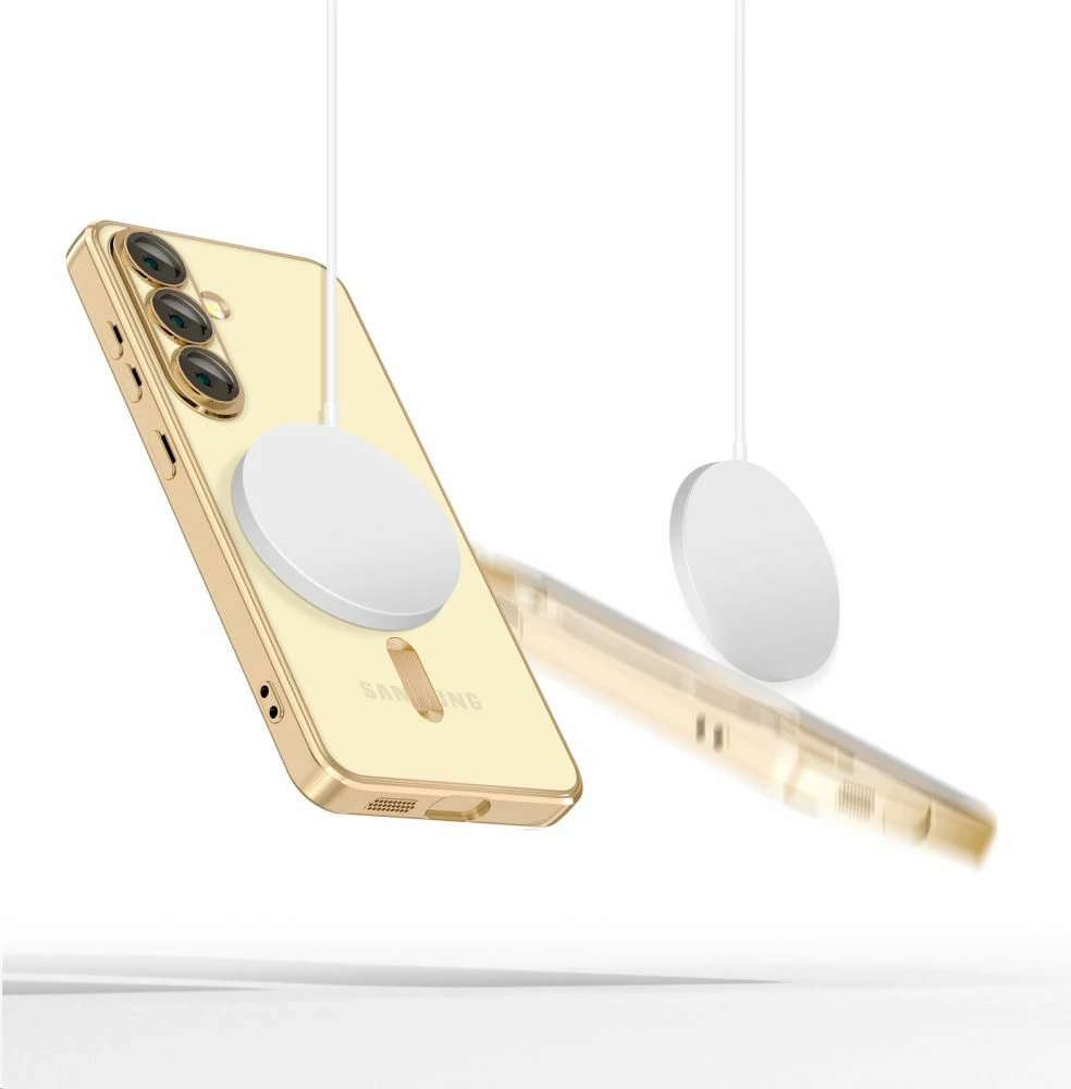 Mbështjellës Tech-Protect MagFlex për Samsung Galaxy S25, MagSafe, Transparent Gold