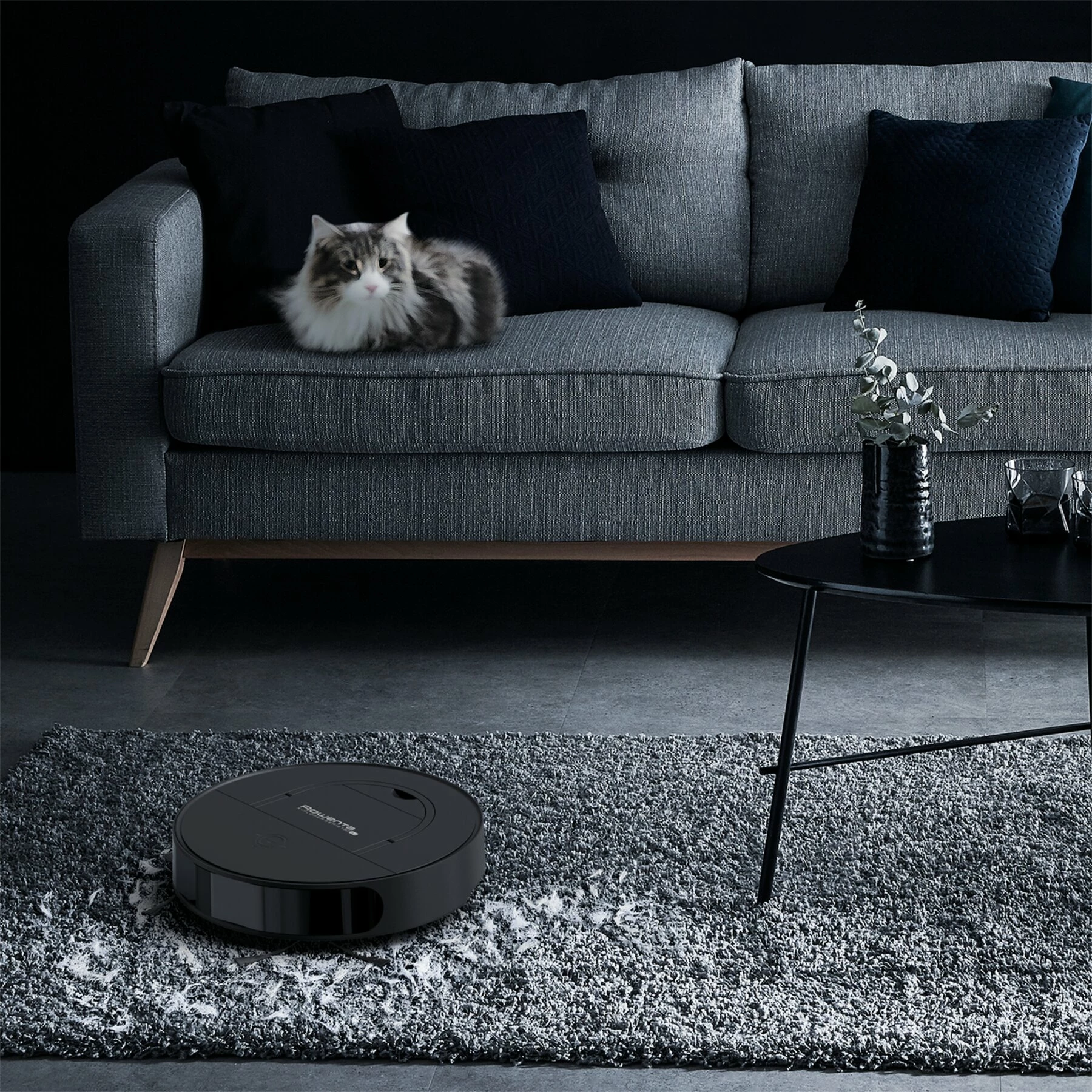 Fshesë robotike, Rowenta X-Plorer Series 130 AI RR9075WH, depozitë 0.5 L, autonomi 120 min, lartësi 8 cm