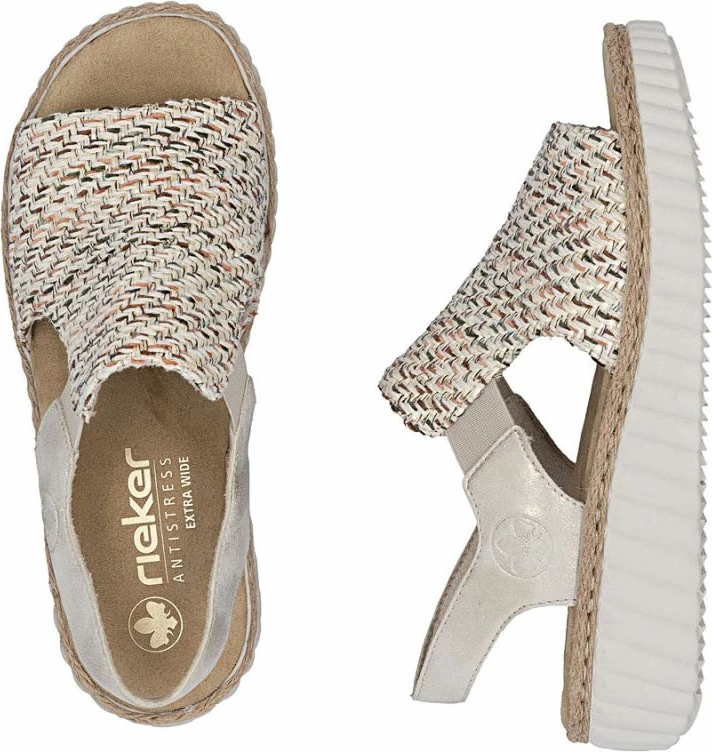 Sandale platforme femra Rieker 69276-60, bezhë