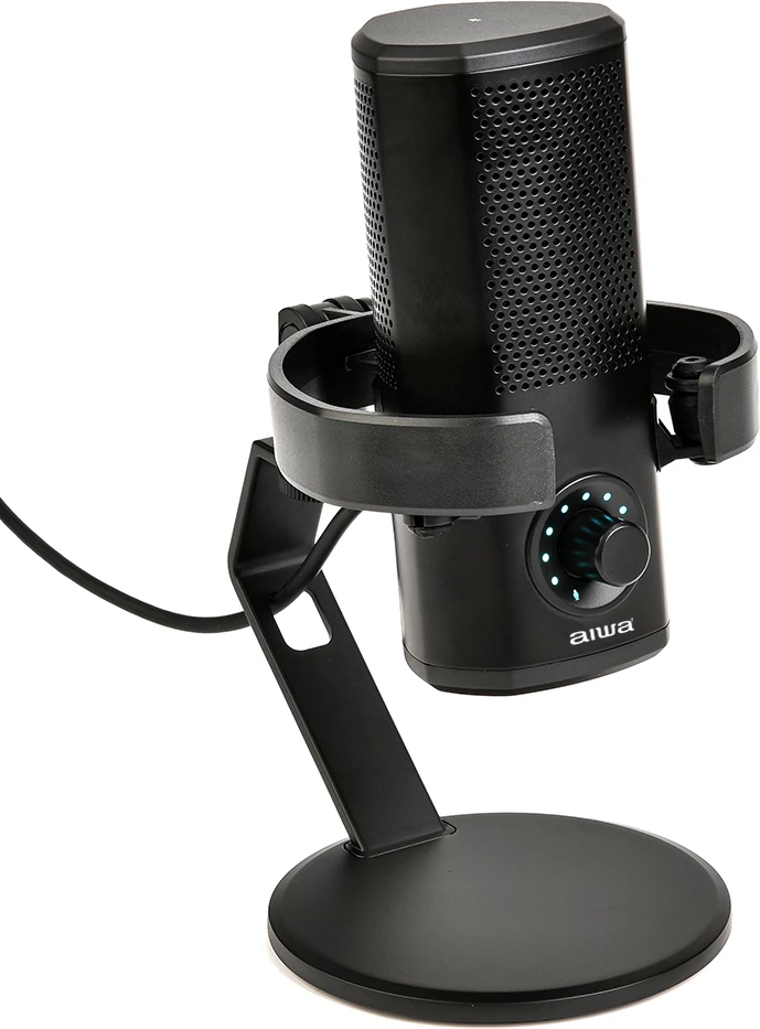 Mikrofon USB kondensator Aiwa PDM-10, 24-bit/96 kHz, me mbajtëse tavoline, e zezë