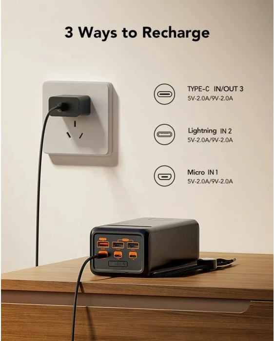 Powerbank VEGER W5001 Tank Lite 50000 mAh 22.5W, e zezë