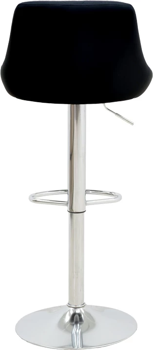 Karrige për bar Boronez, lartësi e rregullueshme, lëkurë artificiale e zezë, bazë kromi, 47x49x112cm, set prej 2 copash