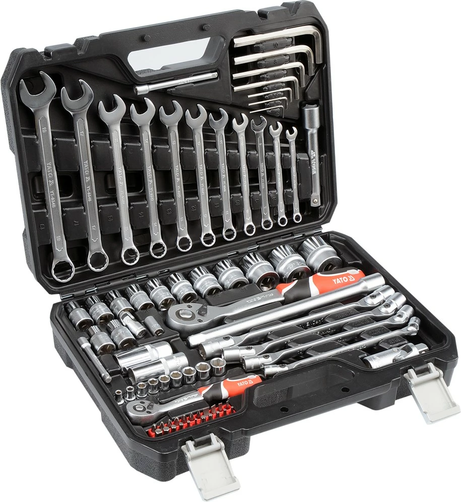 Set veglash Yato YT-38781, 77 copë, valixhe plastike