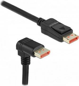 Kabllo DisplayPort DeLOCK, DP 1.4, 1 m, 8K 60Hz, 90° e kënduar poshtë, e zezë