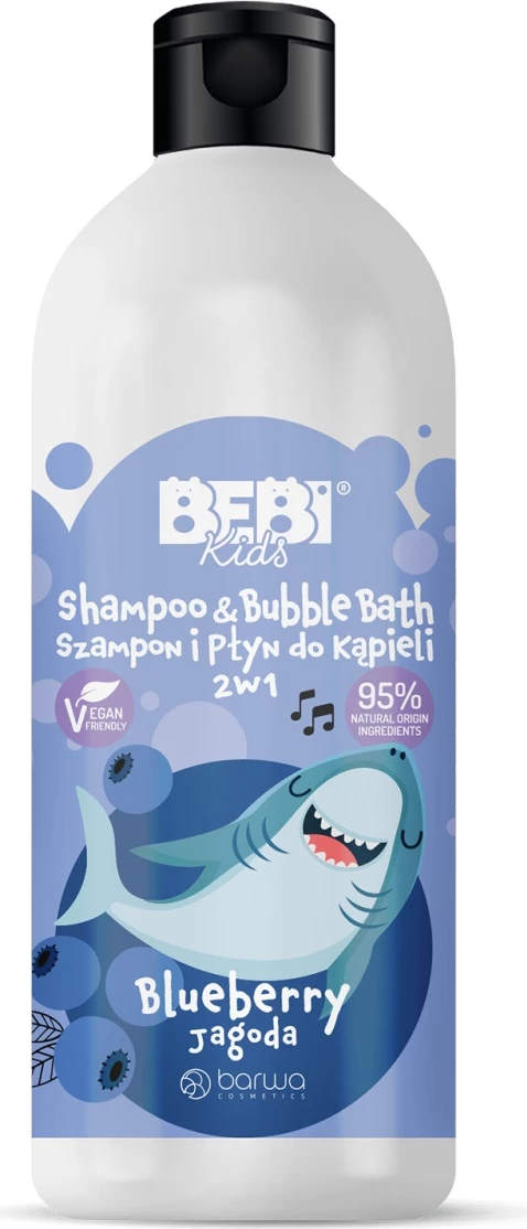Shampon dhe lëng për banjë 2n1 për fëmijë Barwa Bebi Kids boronicë 500ml