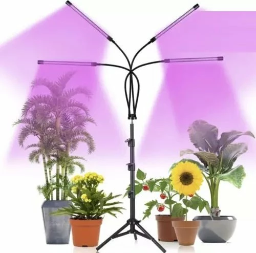 Llambë LED grow për bimë Gardlov 19388, 80 LED, 4 panele, me tripod, USB, timer, e zezë, set 4 copë
