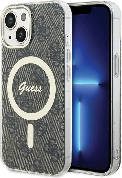 Mbështjellës Guess 4G MagSafe për iPhone 15 Plus, Kafe