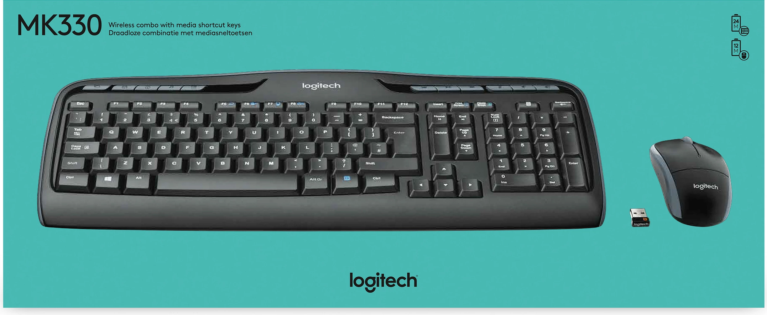 Komplet wireless Logitech MK330, QWERTY, USB, i zi