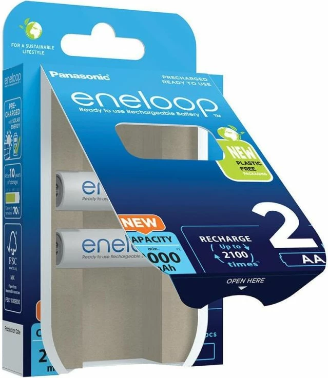 Bateria të rikarikueshme Panasonic Eneloop AA 2000mAh, 2 copë, të bardha