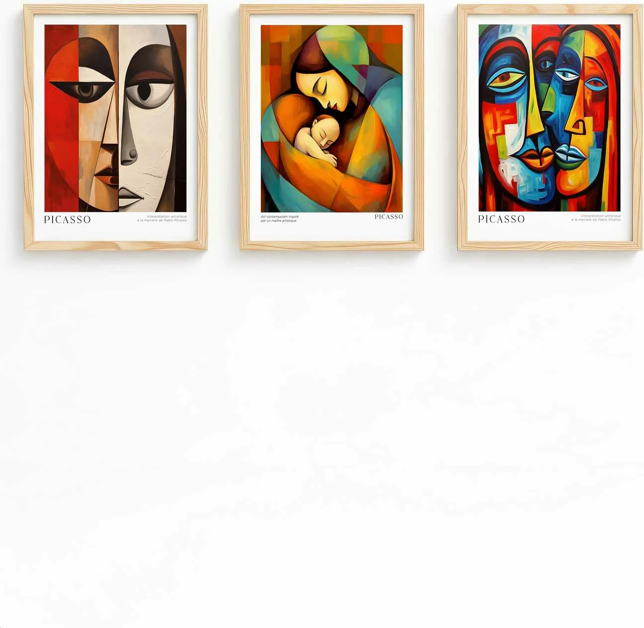 Set pikturash dekorative me kornizë, MDF, shumëngjyrëshe, Wallity, Huhu547, 50x70cm (3 copë)