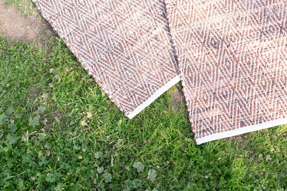 Qilim Rombo për korridor, lëkurë, ngjyrë kafe-bezhë, 70x150cm