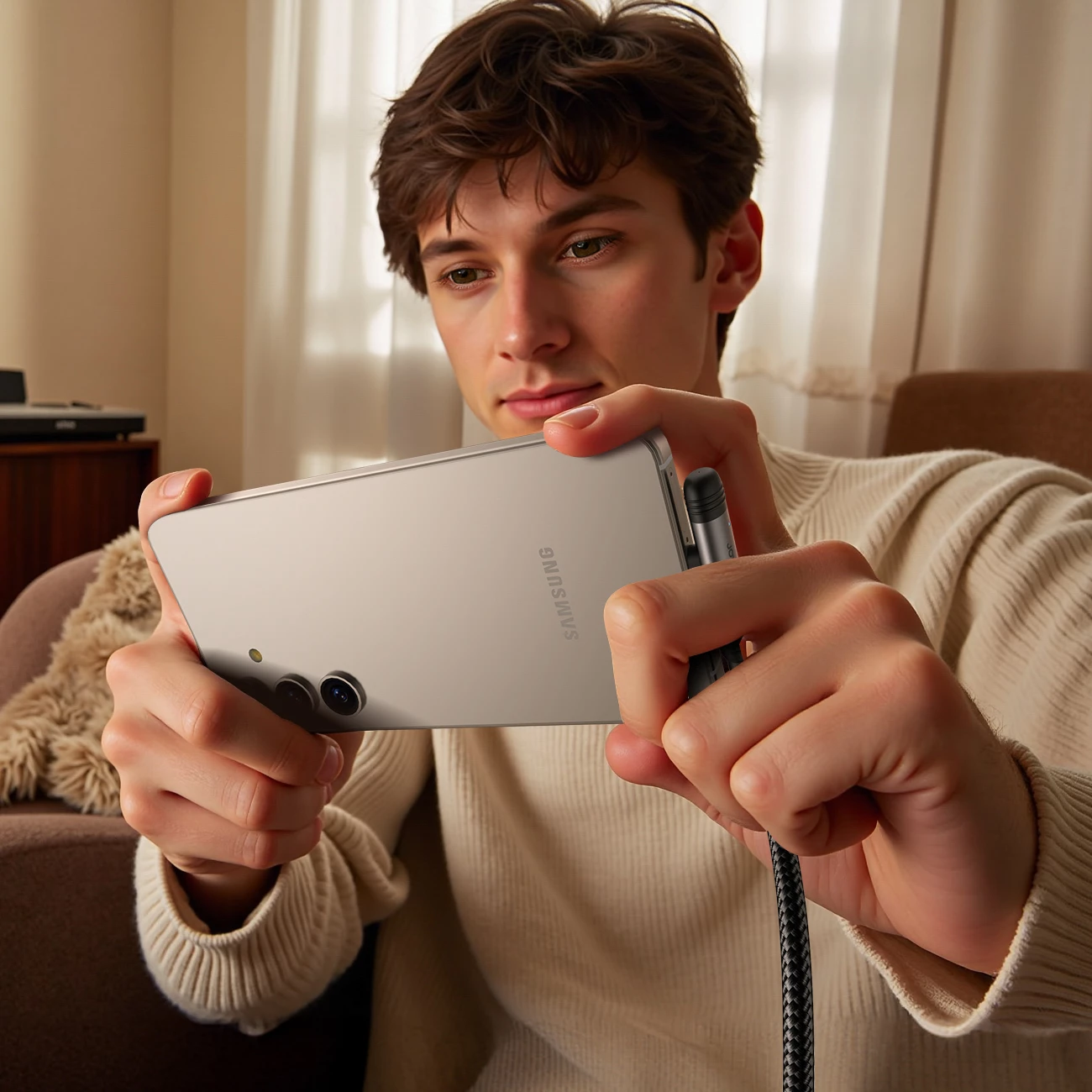 Kabllo USB-A në USB-C Joyroom S-A56 EnjoyX Series, 1.2m, 3A, kënd 90°, e zezë