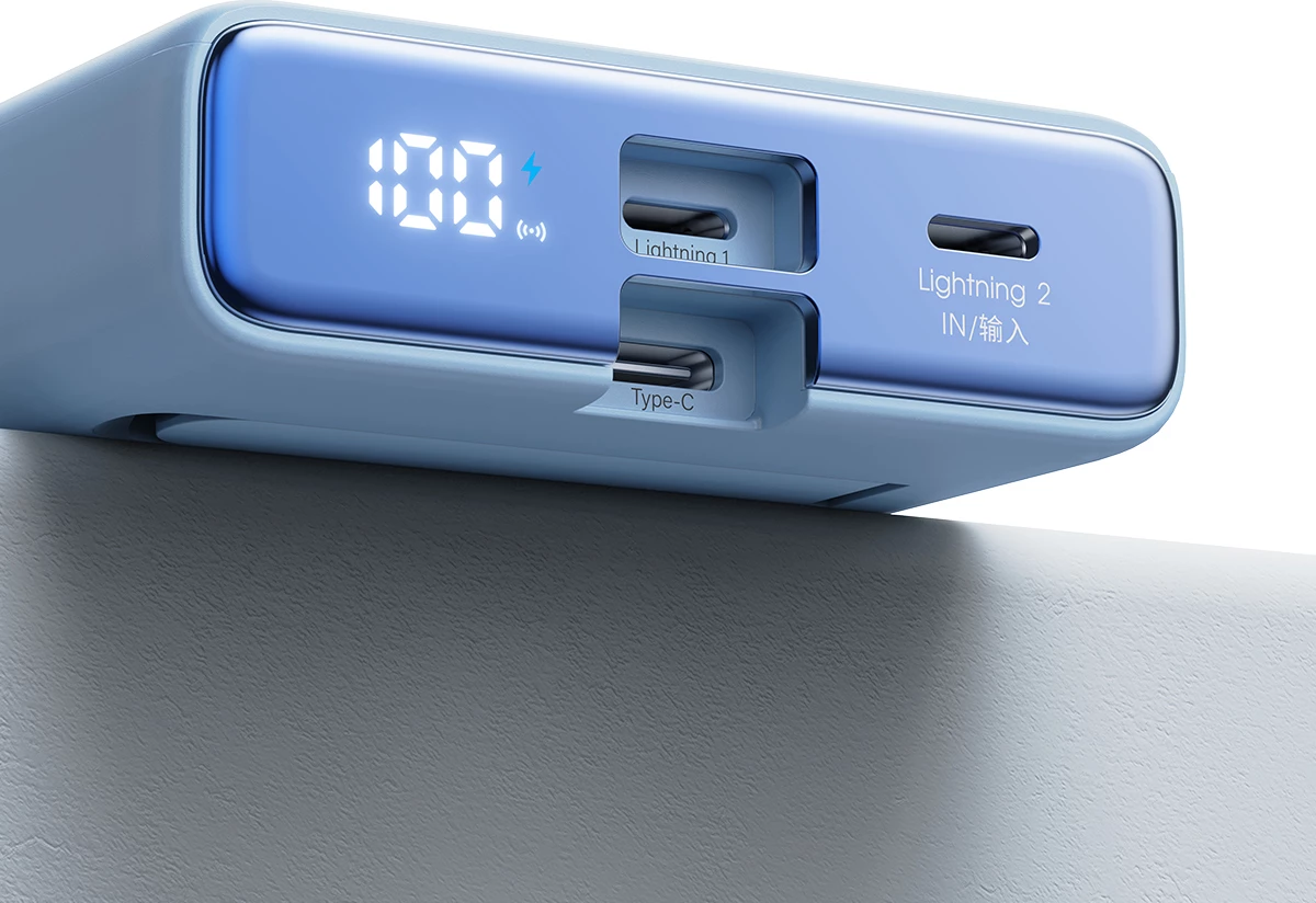 Powerbank Joyroom JR-PBM01, 10000mAh, 20W, MagSafe, me këmbë, kabllo Lightning-USB-C, Blu