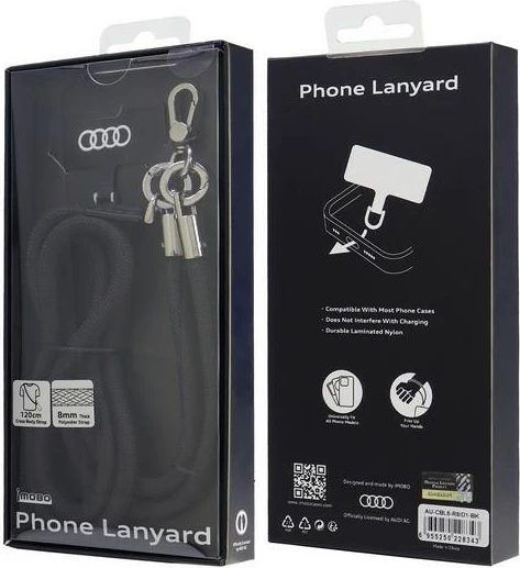 Litar për qafë për celular Audi Universal 120cm x 6mm, i zi