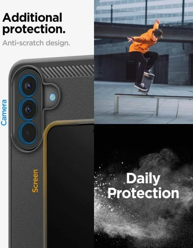 Mbështjellës telefoni Spigen Rugged Armor për Samsung Galaxy A57 5G, i zi